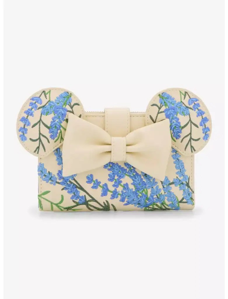 Elegant floral mouse-shaped wallet with blue lavender design.
