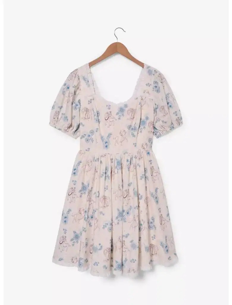 Disney Fashionista floral dress with pastel colors and puff sleeves. Perfect for casual and Disney-t.