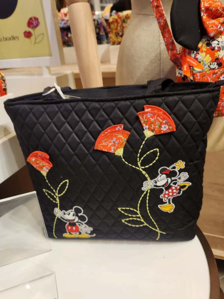 Mickey and Minnie Mouse floral tote bag from Disney x Vera Bradley Petal Collection.