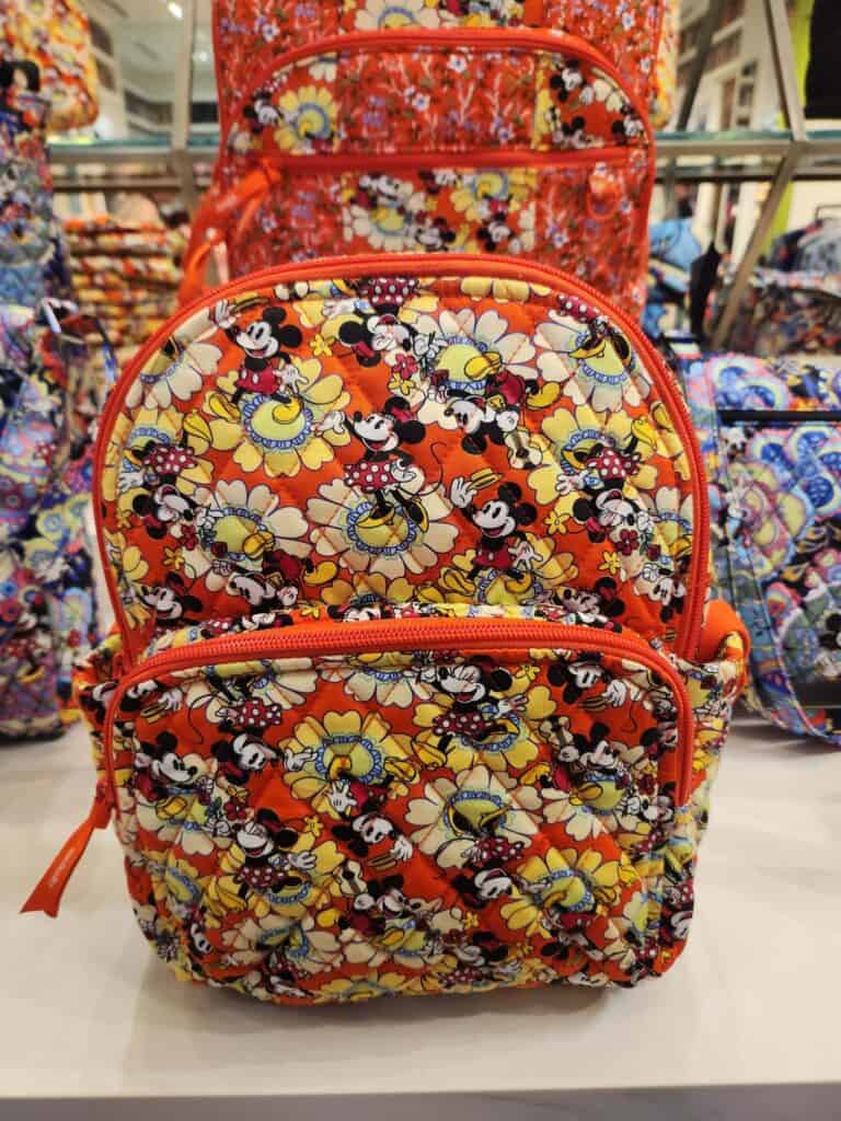 Colorful Mickey and Minnie floral backpack from Disney x Vera Bradley Petal Collection.