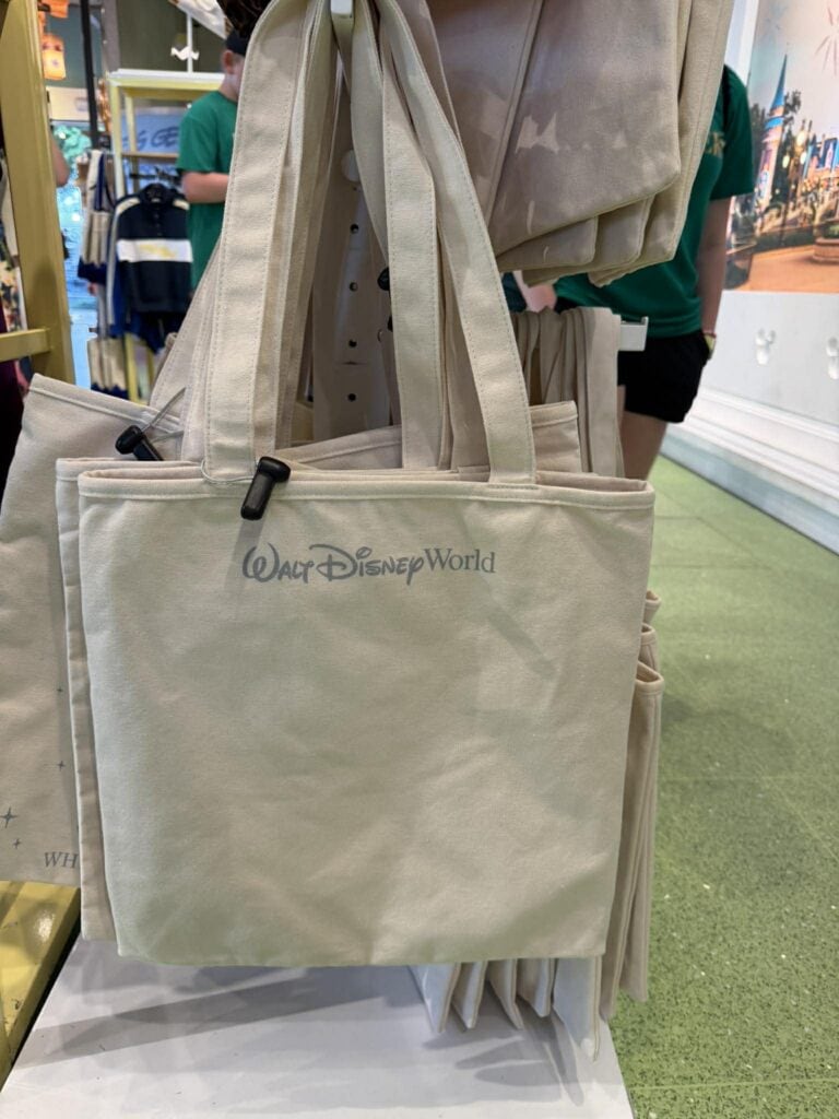 Disney World tote bag with logo, perfect for Disney fans and souvenirs.