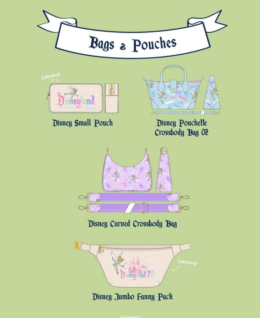 Disney-themed small pouch, crossbody bags, and fun pack for kids.