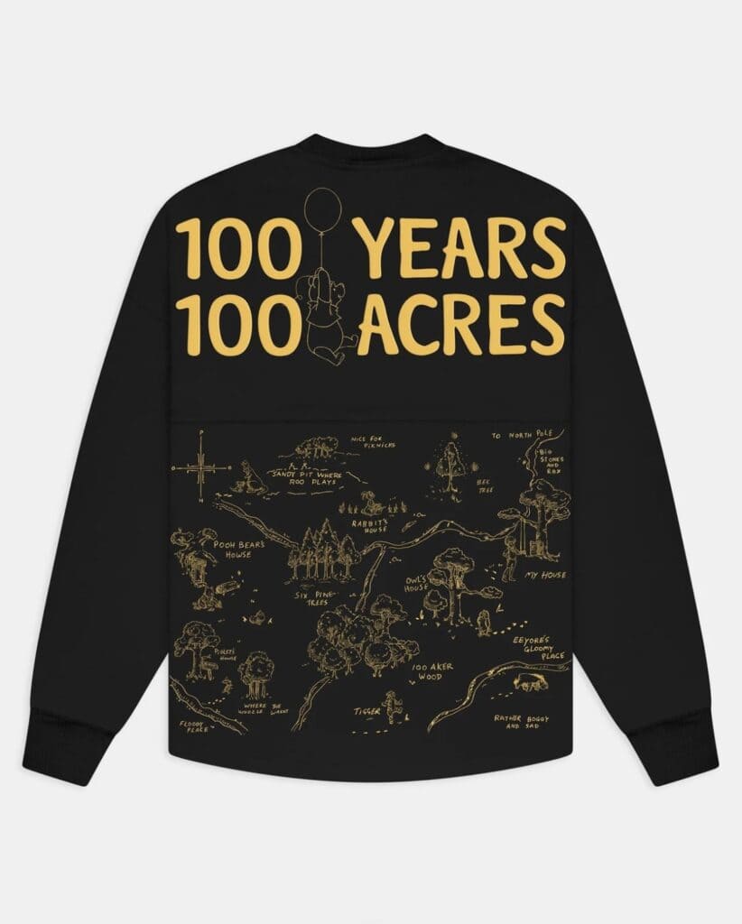 Disney 100 Years of Magic sweatshirt with map design.