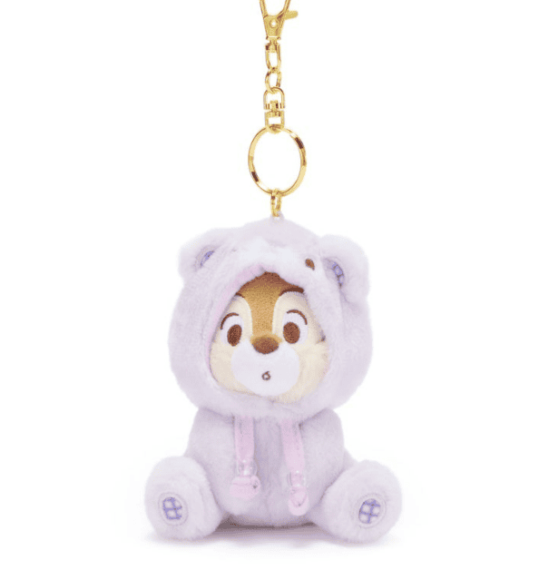 Adorable Disney plush keychain featuring a cute character in a cozy bear hoodie. Perfect for Disney.