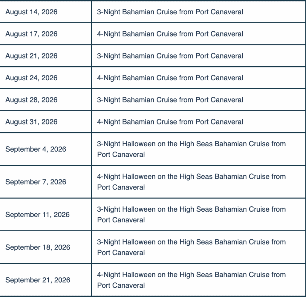 Enjoy exclusive savings on select Walt Disney World sailings to the Bahamas. Perfect for Disney fans.