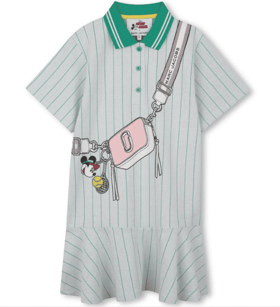 Playful Disney x Marc Jacobs kids tennis dress with Mickey Mouse accessory.