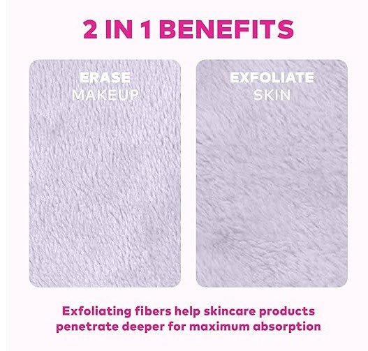 Gentle lavender cloths for makeup removal and skin exfoliation, promoting deep absorption and health.