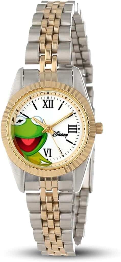 Disney Mickey Mouse and Kermit the Frog watch with gold and silver band.