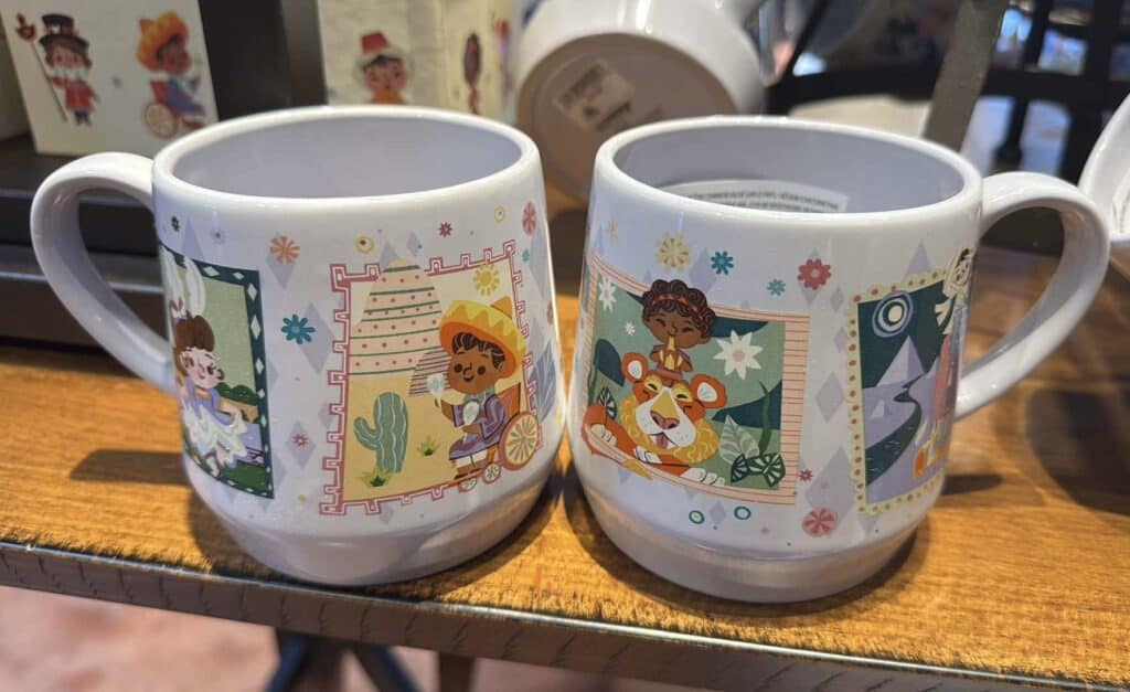 Disney character mugs featuring Moana, Maui, and other beloved characters.