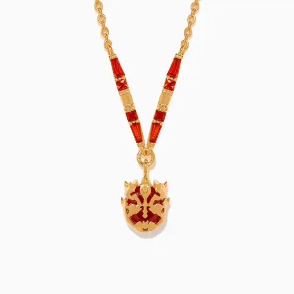 Gold and red Disney-inspired lion head pendant necklace for Disney fashion enthusiasts.