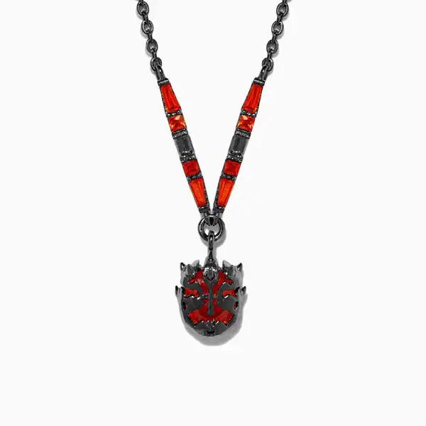 Gothic-style villain necklace with red and black accents, perfect for Disney fans.