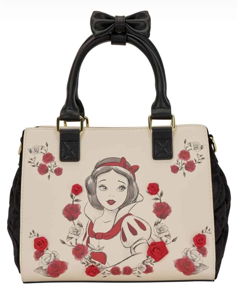Disney Princess Snow White handbag with floral design and bow handle.