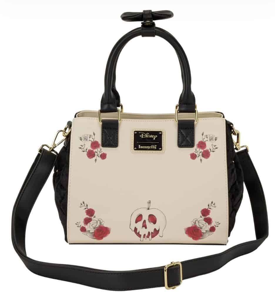 Disney skull floral handbag with black and cream design, perfect for Disney fans.