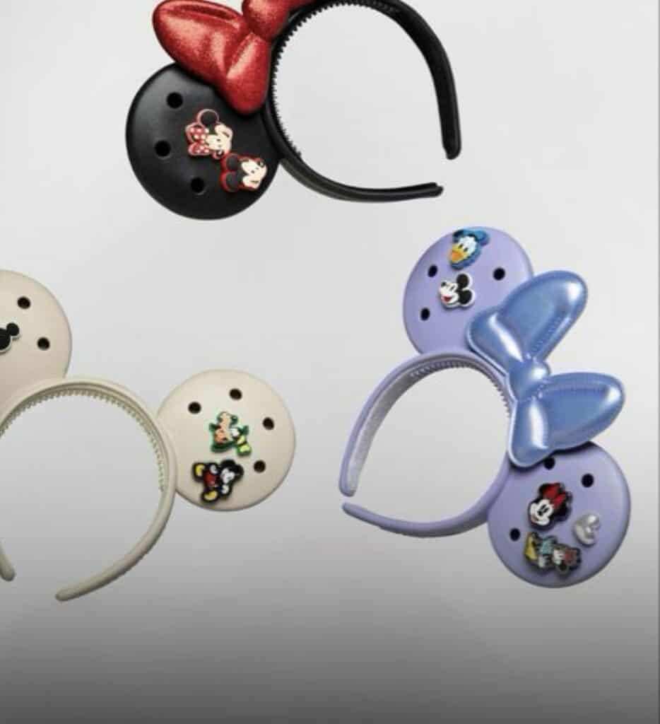 Collection of Disney Minnie Mouse headbands with colorful charms and bows.