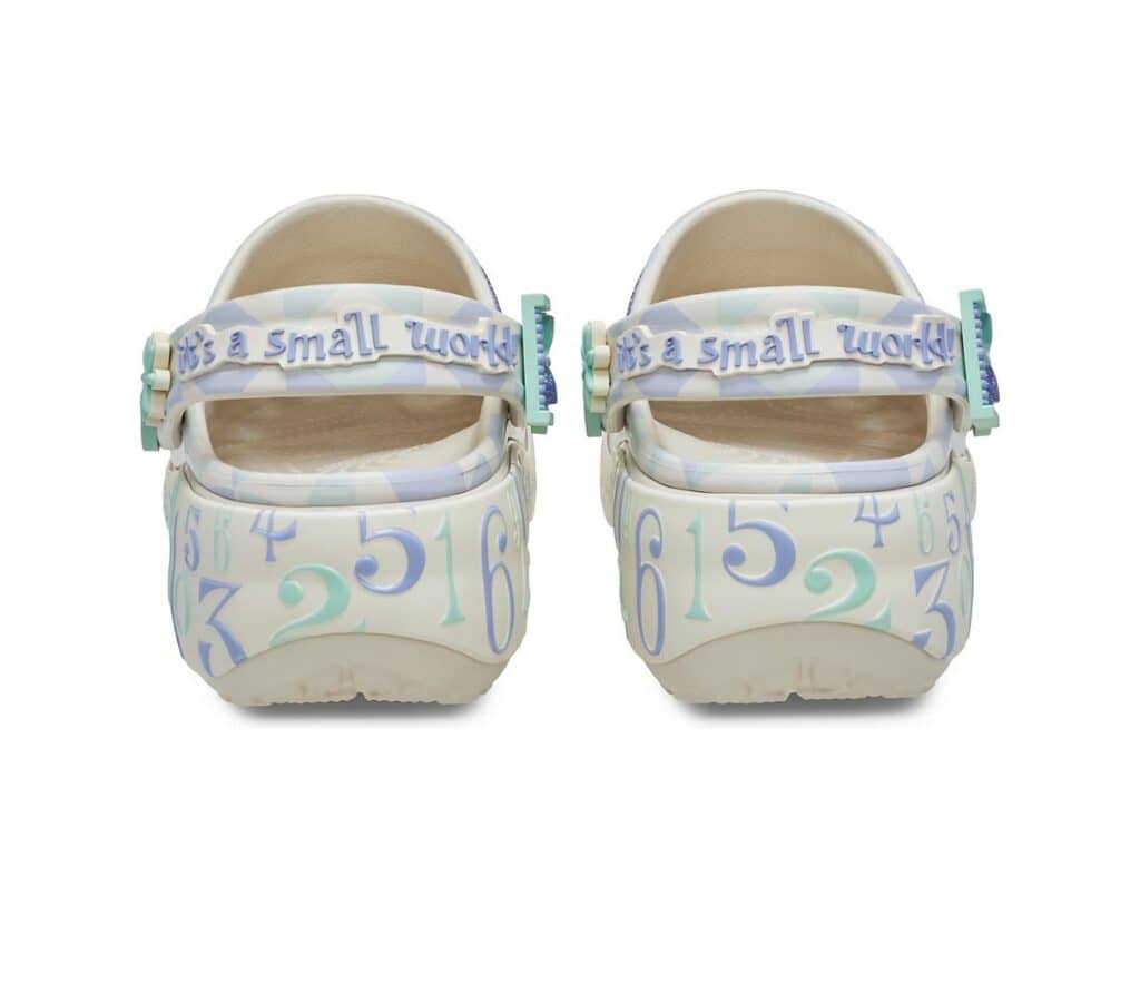 Cute Disney baby shoes with numbers and "Be a small world" strap.