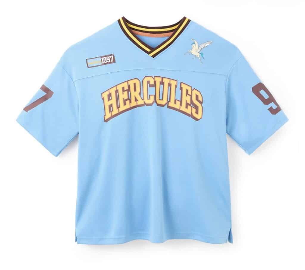 Blue Hercules Disney sports jersey with patches and number 7.