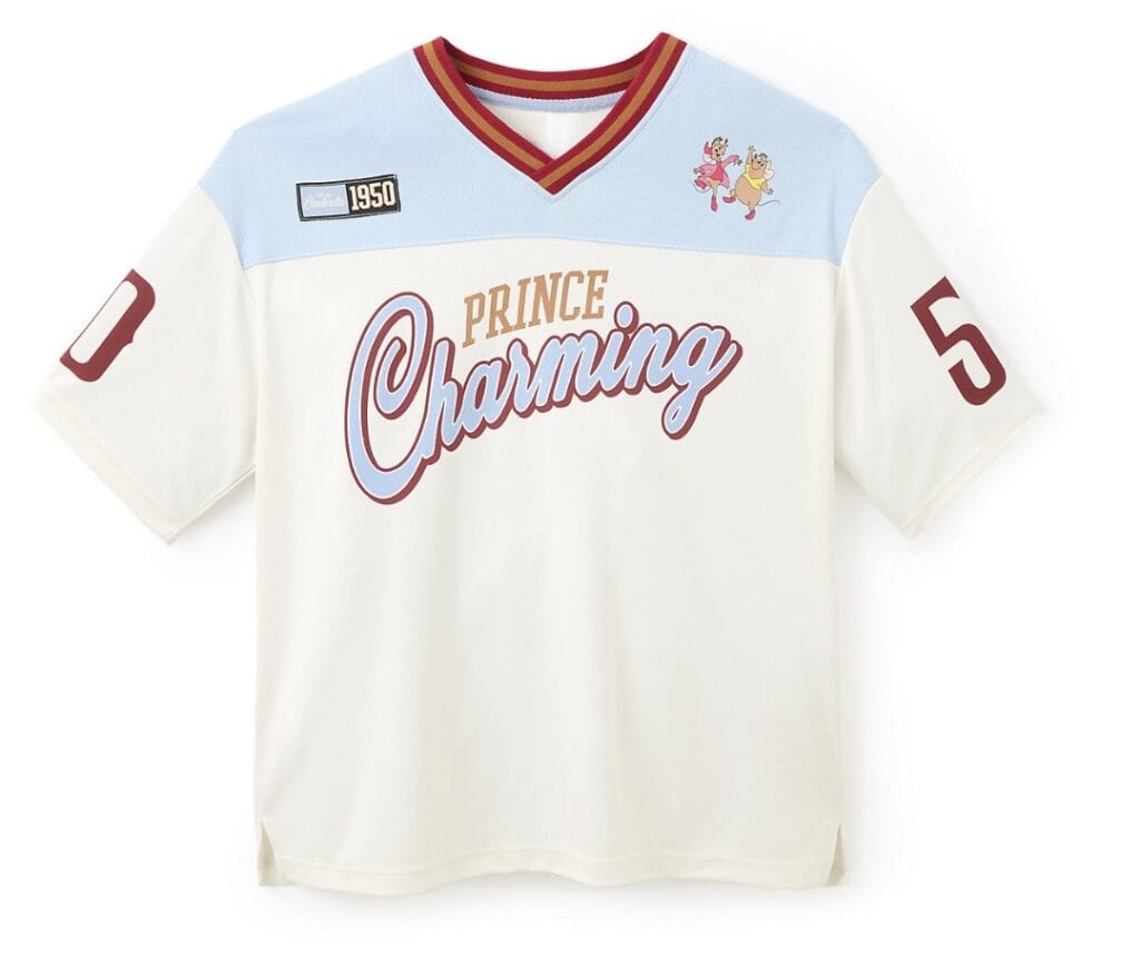 Prince Charming Disney hockey jersey with vintage design and character details.