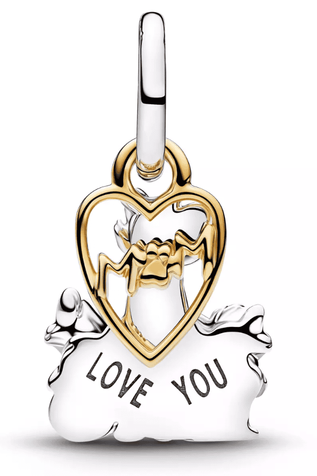 Elegant Disney-inspired heart pendant with "Love You" inscription, perfect for romantic jewelry love.