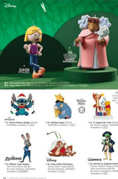 Disney Christmas ornaments featuring Disney characters celebrating the first Walt Disney World filme.