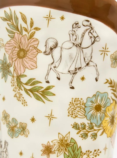 Enchanting Disney-themed flower vase featuring a whimsical illustration of a princess riding a horse.