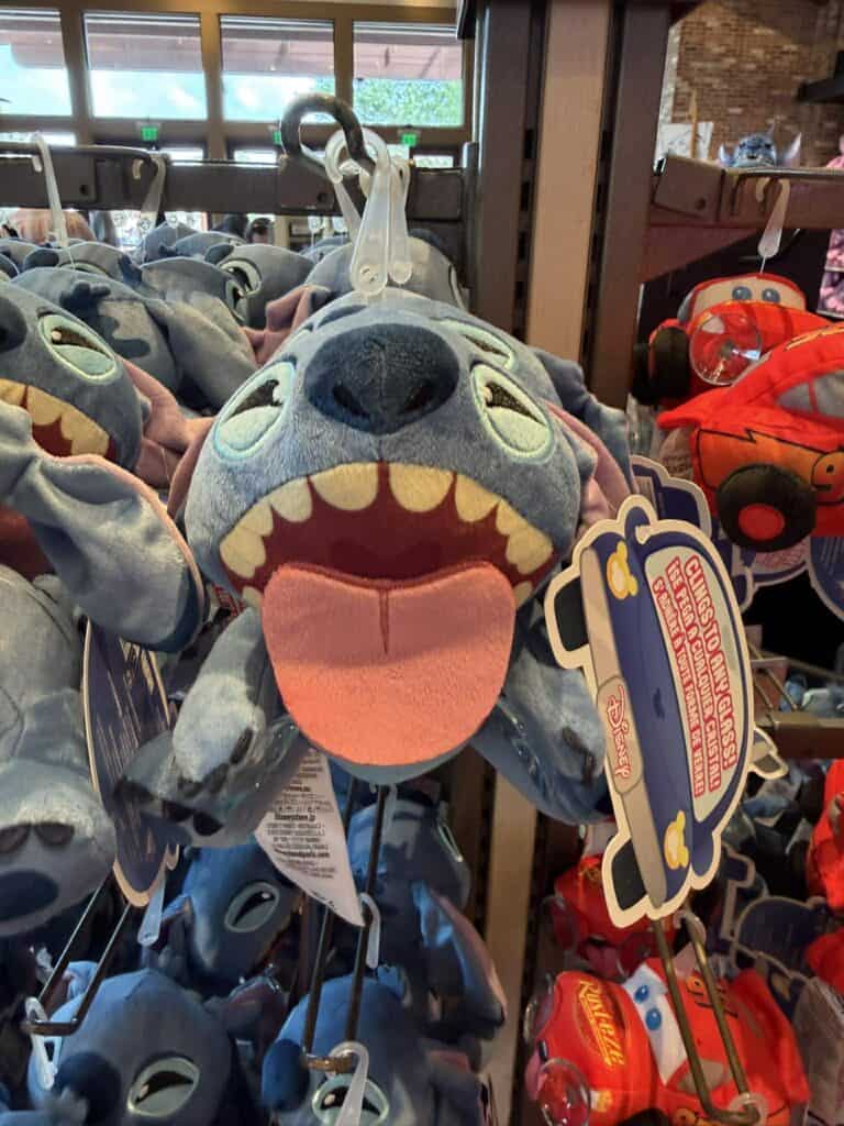 Disney car cling featuring Stitch with expressive eyes and open mouth, perfect for car windows.