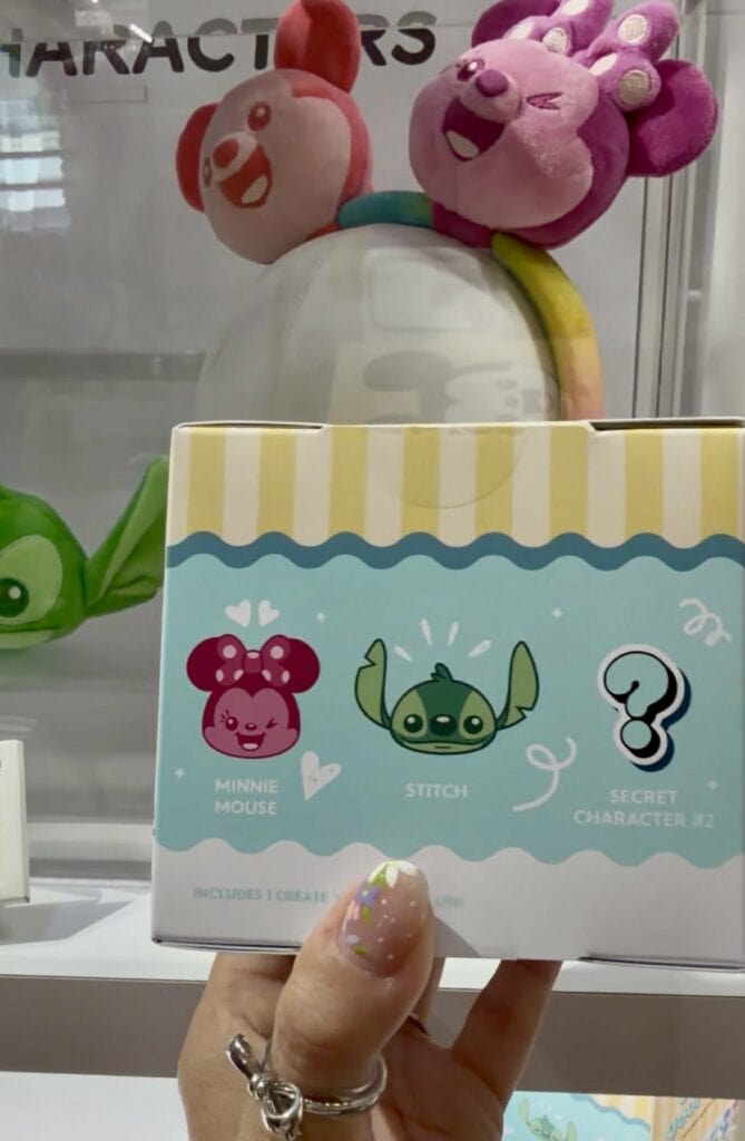 Disney Stitch and Alien plush toys with mystery character box.