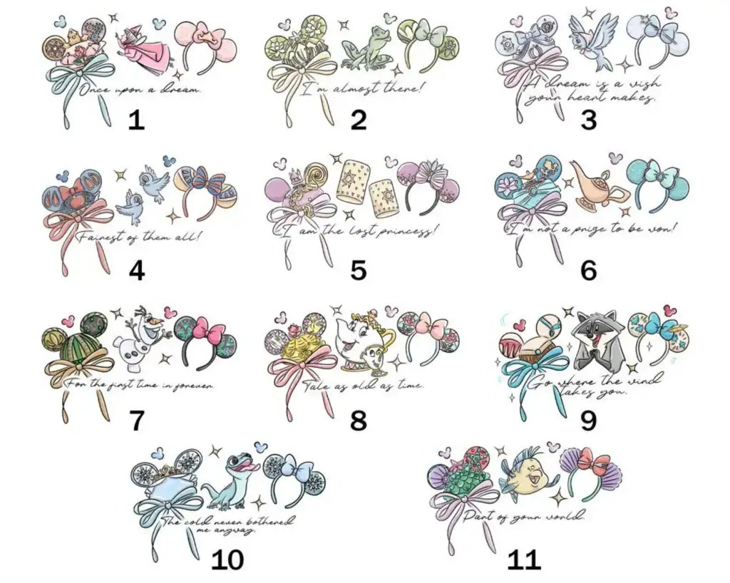 Adorable Easter bunny illustrations with pastel bows and flowers.