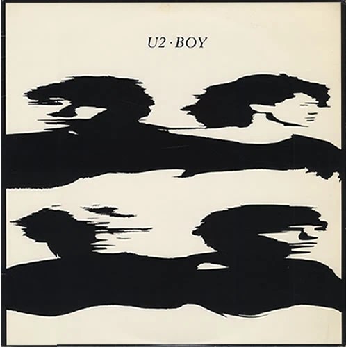 North American cover of U2's album Boy, with the four members in distorted high contrast images