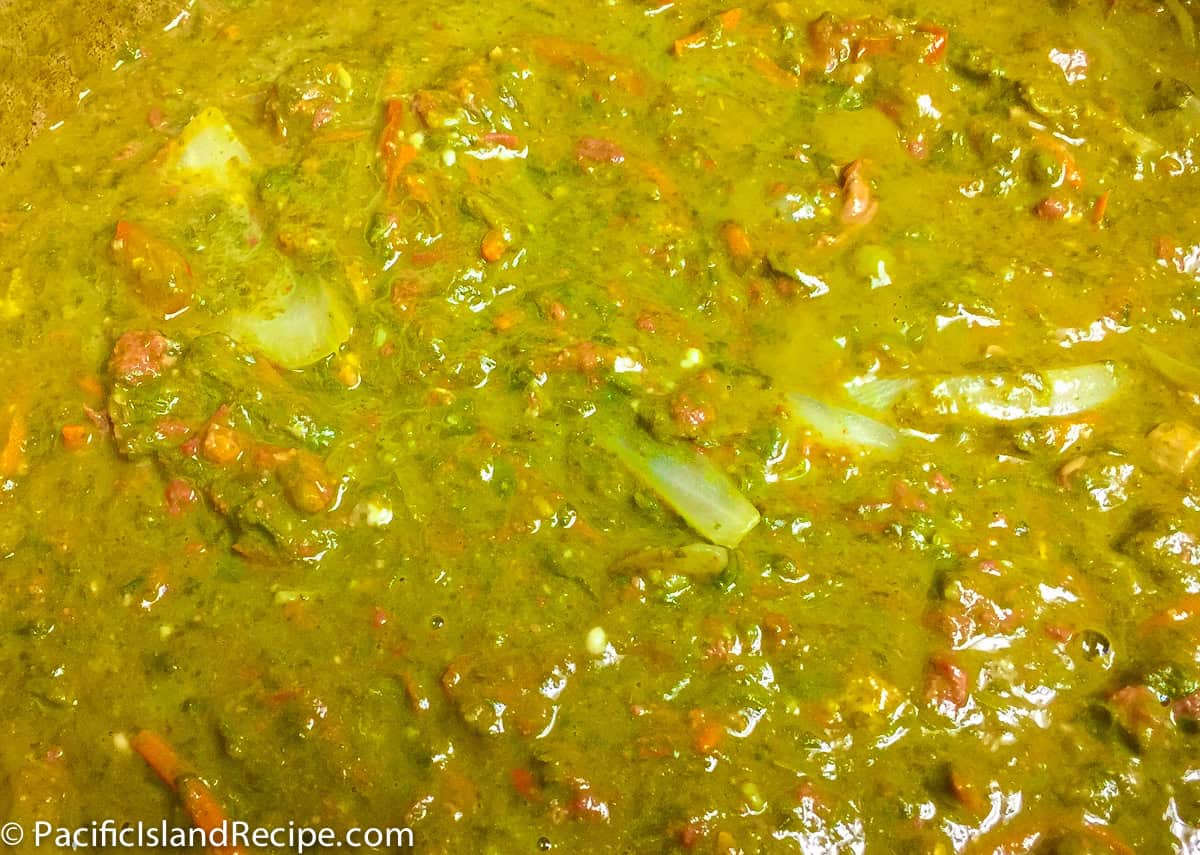 Rourou Recipe (Taro Leaves in Coconut Cream)