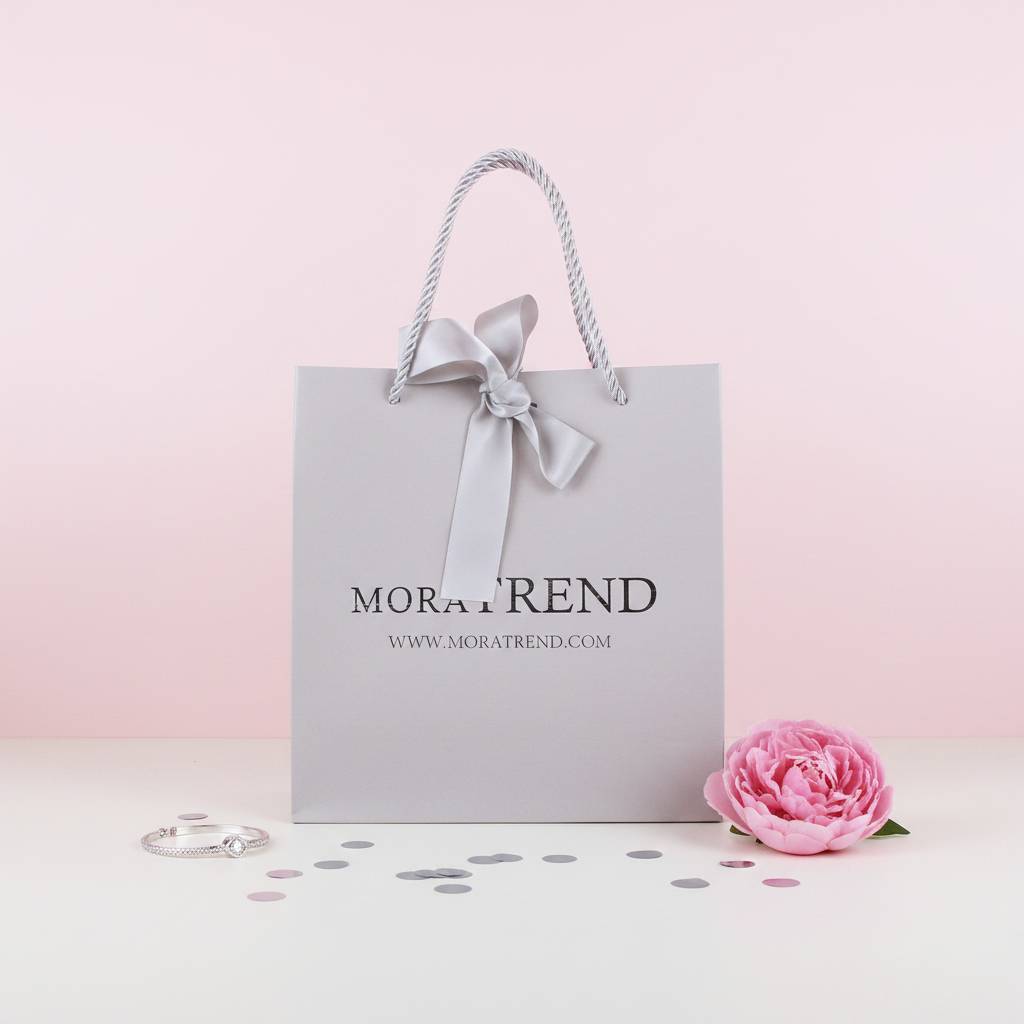 Luxury Matte Grey Paper Bags With Elegant Ribbon Handles