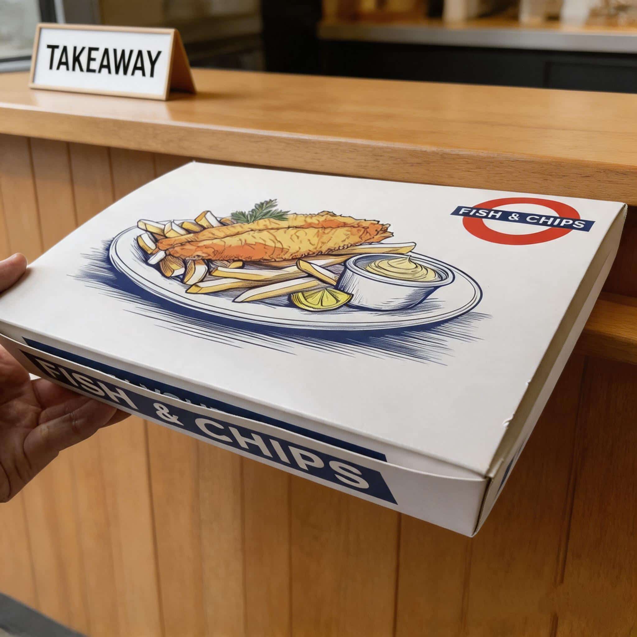 Custom Printed Food Grade Paper Boxes for Fish and Chips Takeaway