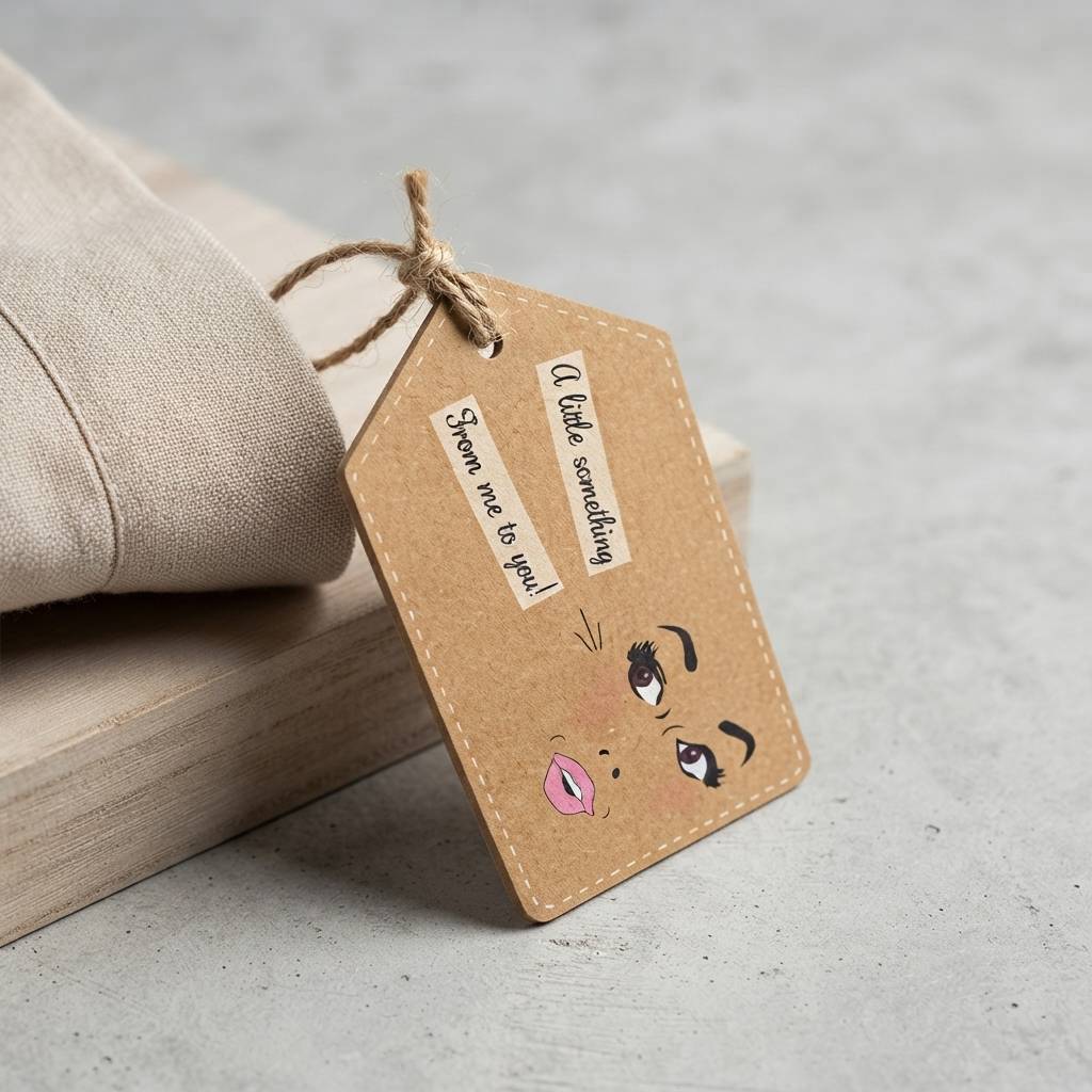 Unique Custom Kraft Hang Tags With Playful Illustration Design