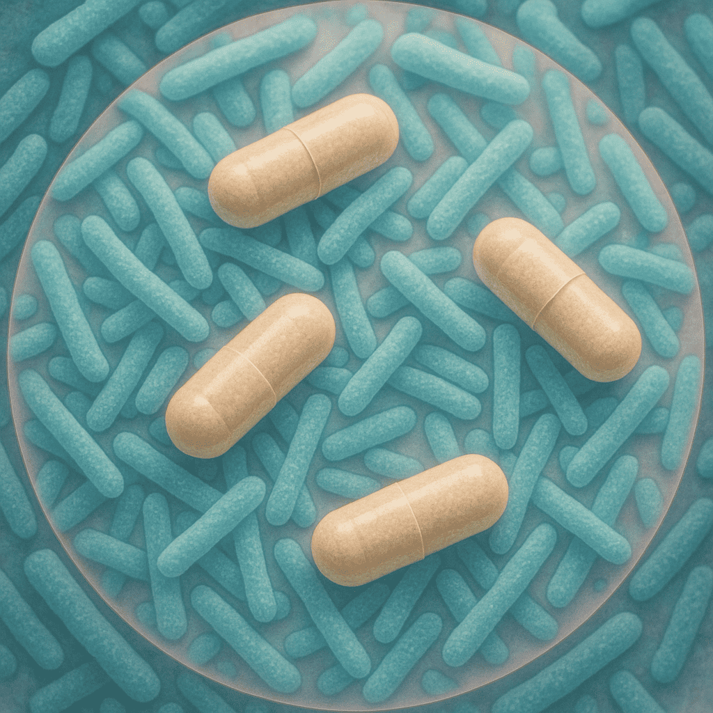 Diagram showing the female gut and vaginal microbiome with key Lactobacillus strains highlighted