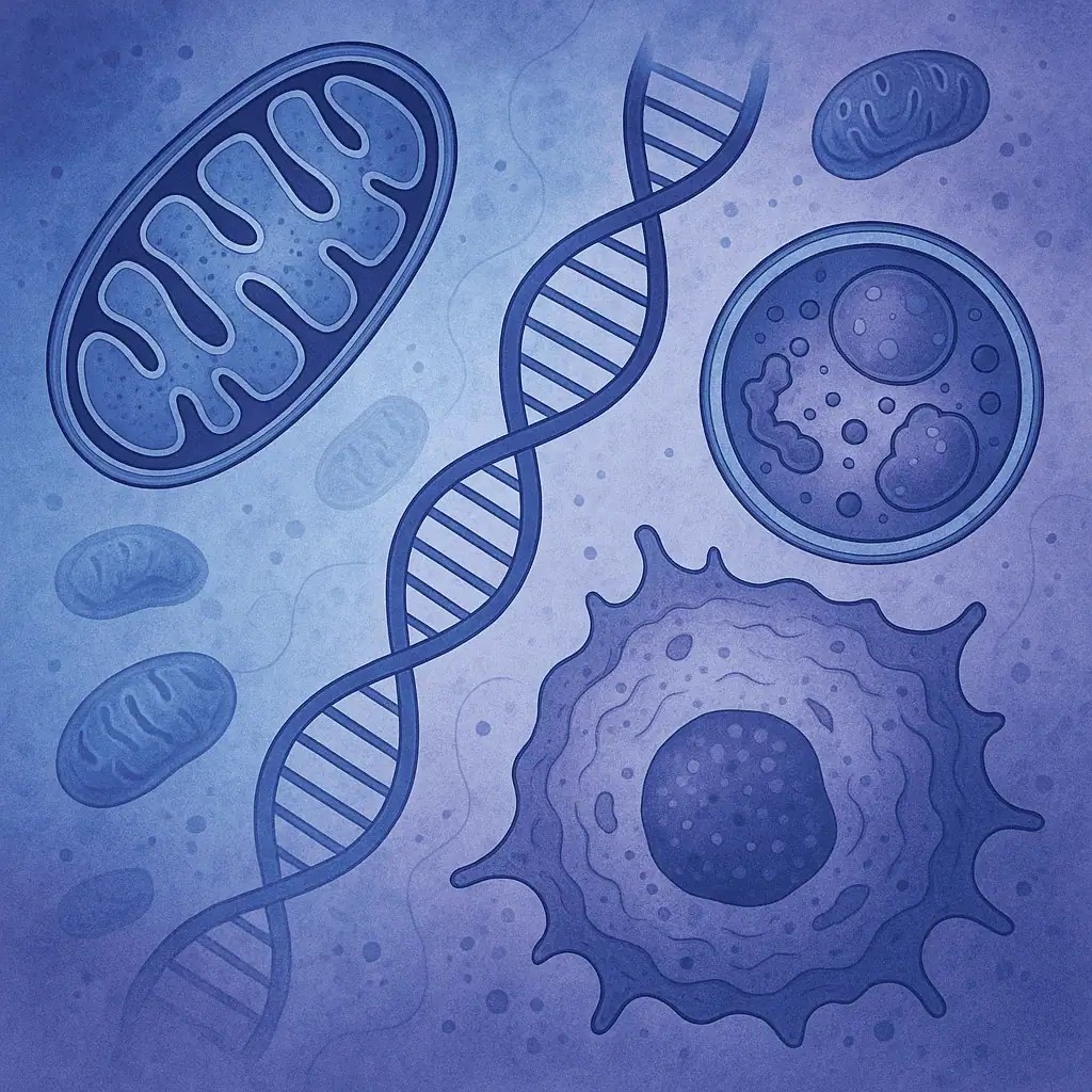 Hallmarks of aging cellular illustration