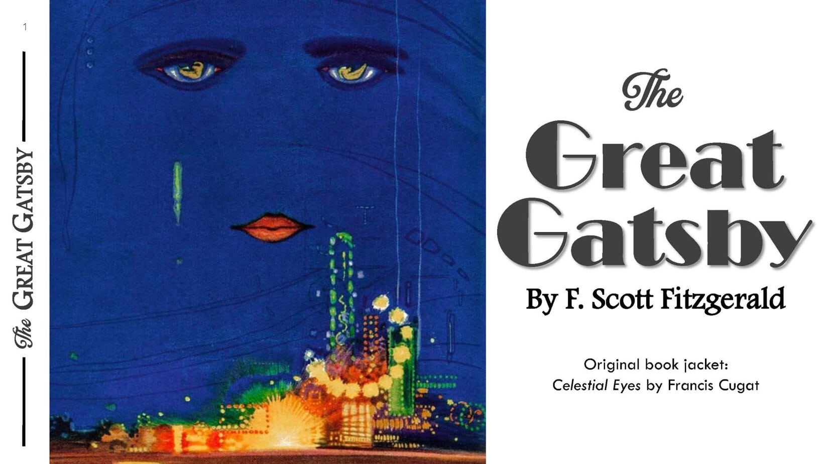 PowerPoint slide introducing The Great Gatsby by F. Scott Fitzgerald.