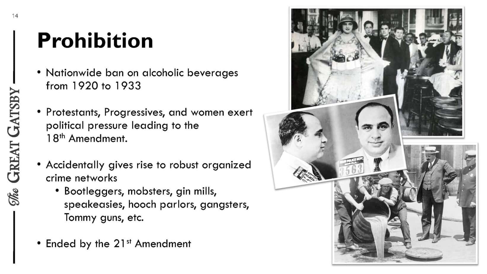 Historical photos of Prohibition and the Roaring Twenties era.