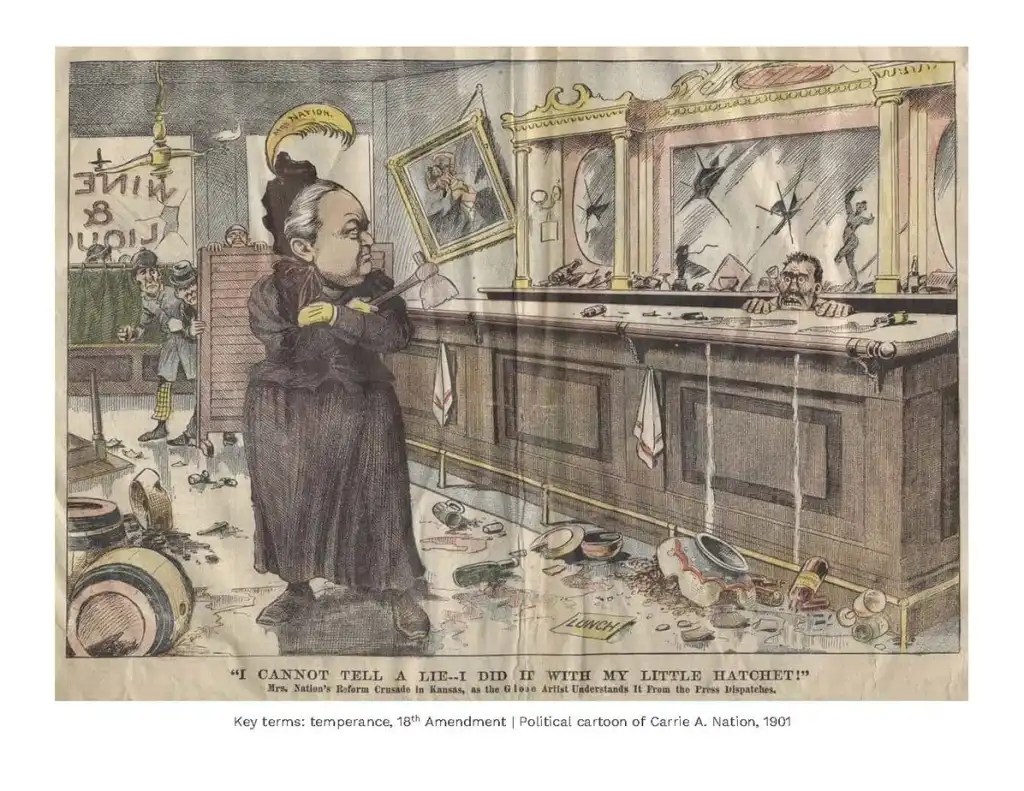 Woman in Victorian dress arguing with court clerk behind a desk.