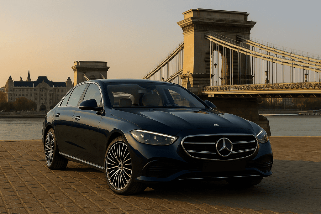 Luxury Mercedes-Benz sedan for premium Budapest airport transfer and private chauffeur service in Hu