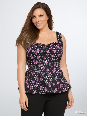 Torrid Disney Mickey Collection Floral Peplum Top