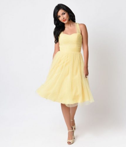 Unique_Vintage_Yellow_White_Swiss_Dot_Garden_State_Mesh_Dress_5