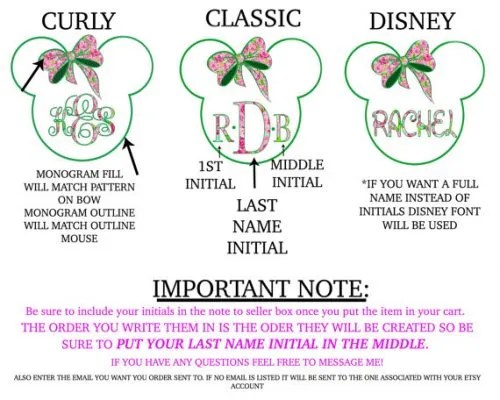 monogram text options