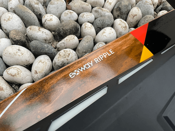 Closeup photo of Exway Ripple branding