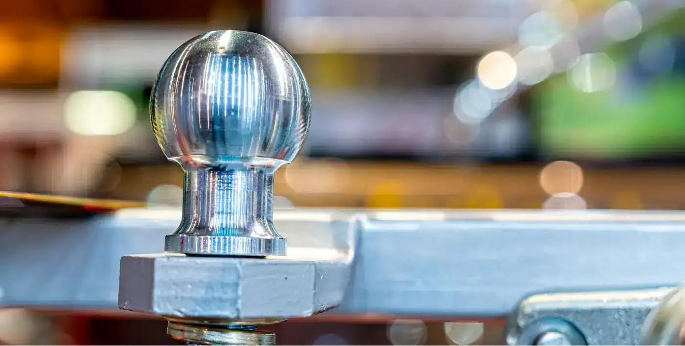 close up of trailer hitch ball
