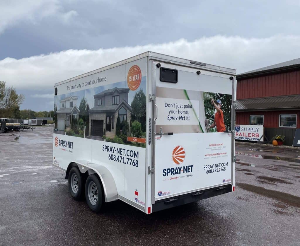 Trailer for home painting services by Spray-Net.