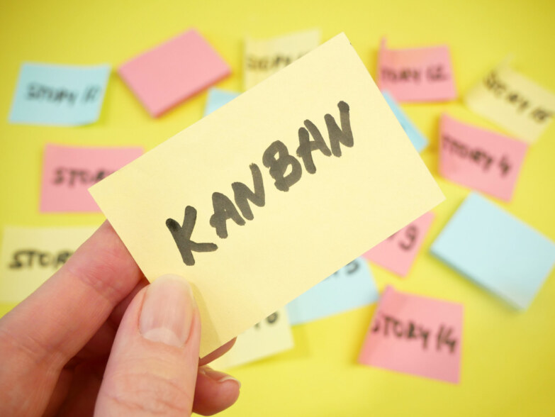 Kanban board for software development workflow management.