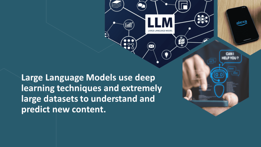 Illustration of LLMs with interconnected nodes and a smartphone interface.