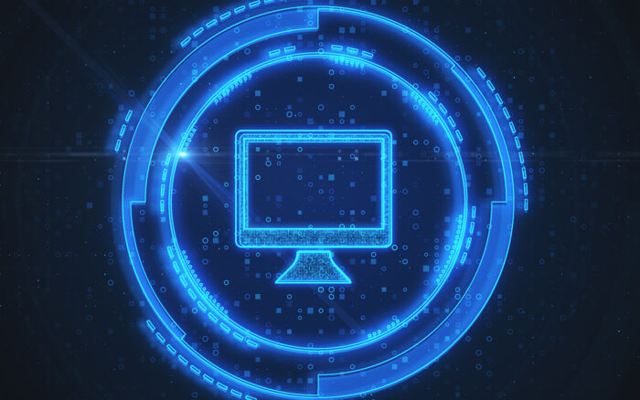 Digital monitor icon representing Power BI data reporting and integration.