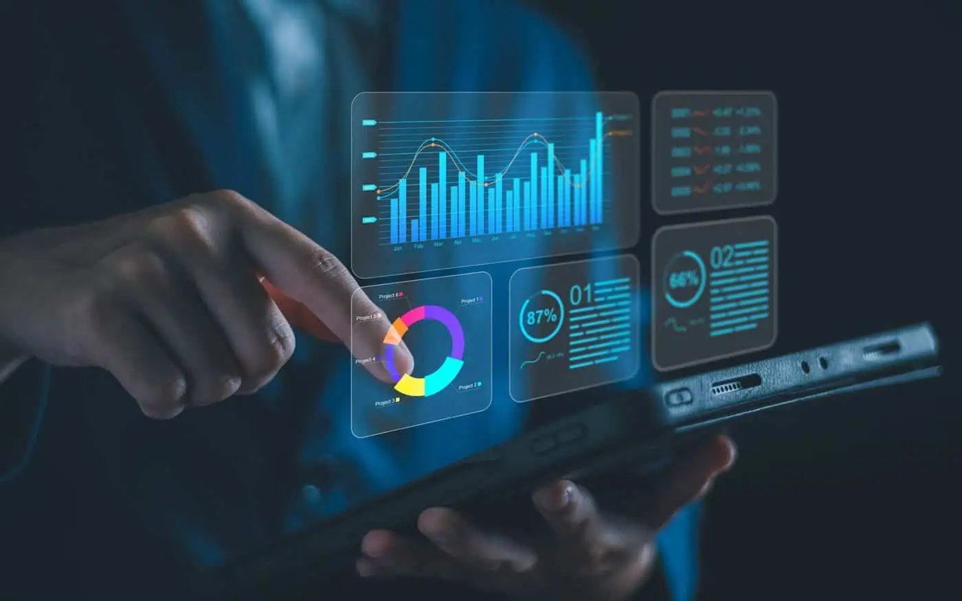 Interactive Power BI dashboard with analytics and data visualization tools.