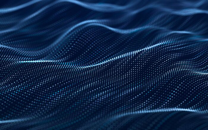 Digital wave pattern representing Microsoft 365 governance and digital transformation.
