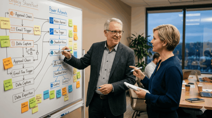Efficient SharePoint workflow migration for legacy modernization and improved business processes.